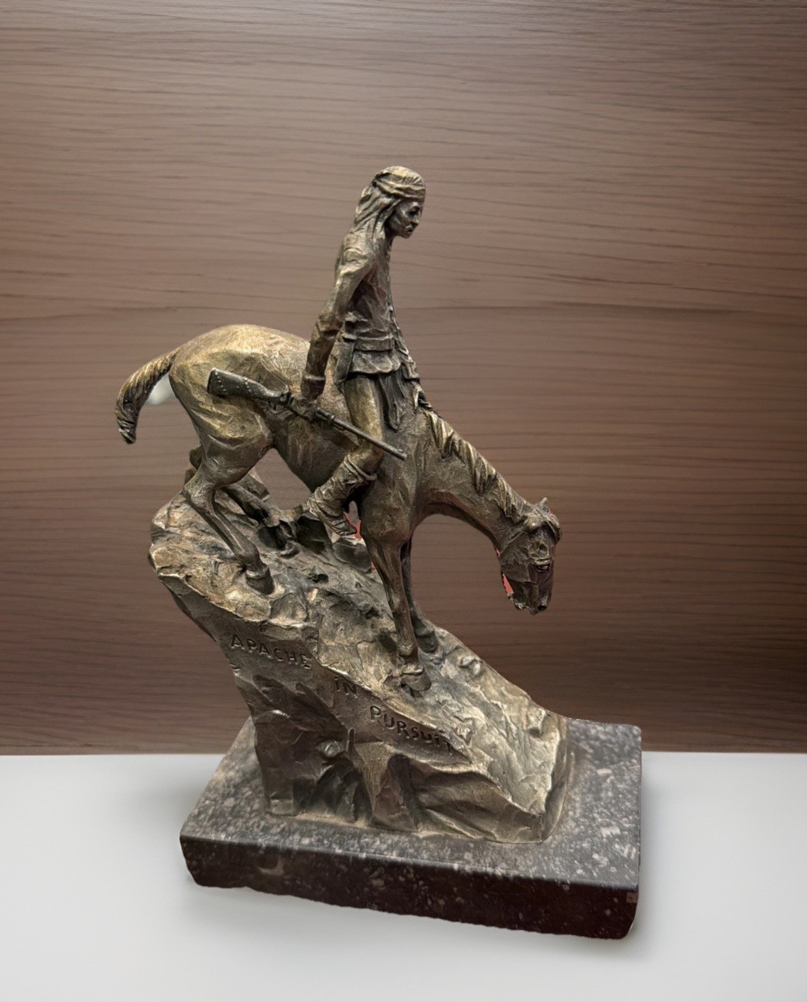 Philip Kraczkowski Worcester Pewter Made In US Apache in Pursuit Sculpture 1971