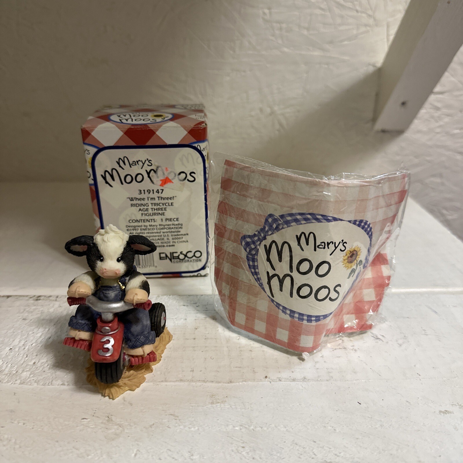 Mary’s Moo Moos “Whee I’m Three” Cow Riding Tricycle Enesco 1997 #319147