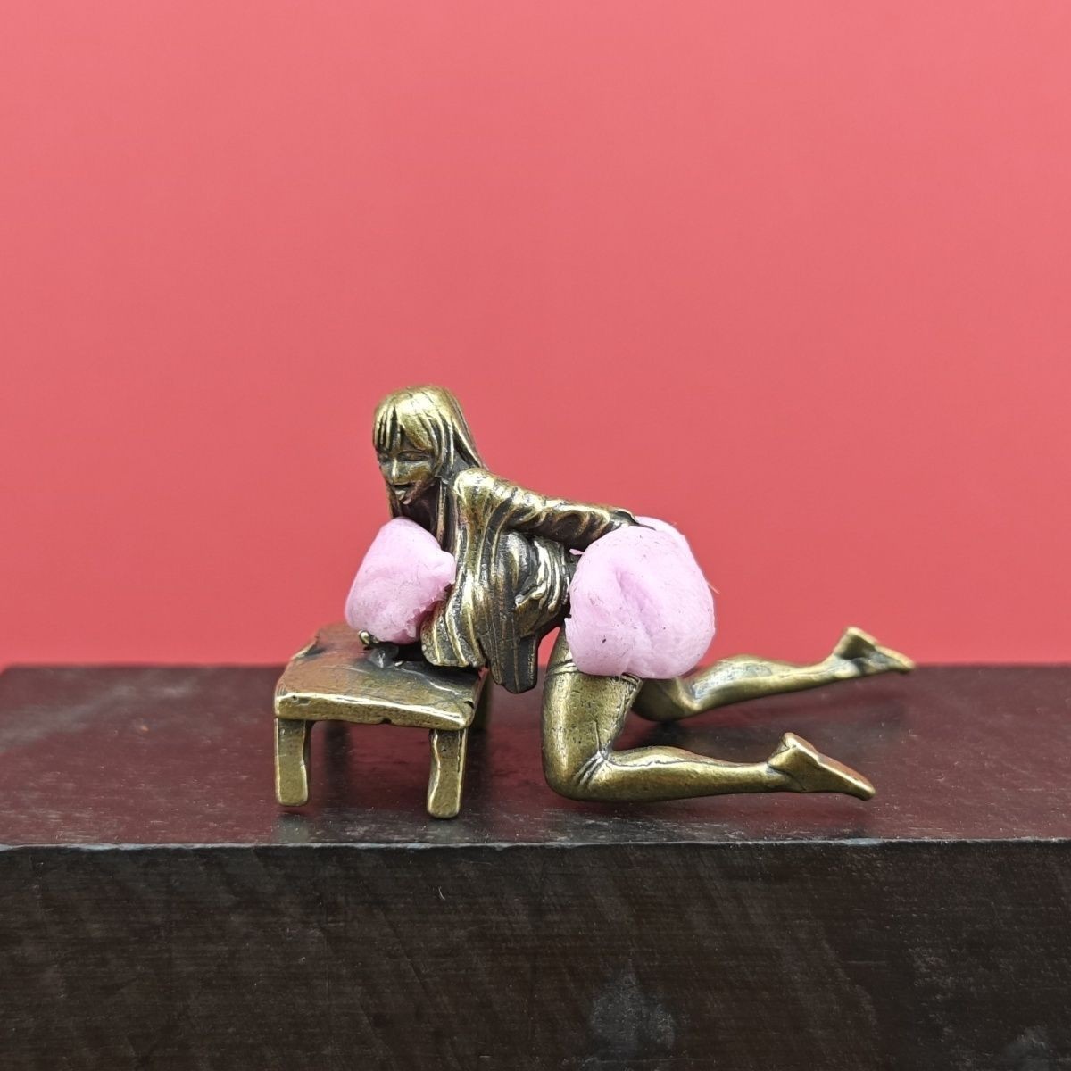 54mm Solid Brass Sexy Kneeling Table Lady Big Ass Beauty Miniature Doll Model
