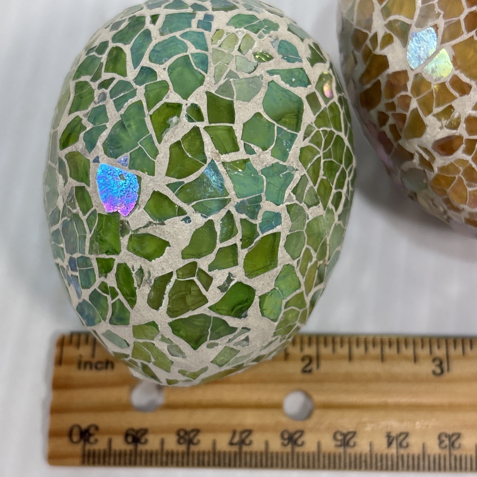 Multi Colored Mosaic Crackle Glass Egg Iridescent Ocean Spring Beach Pastel