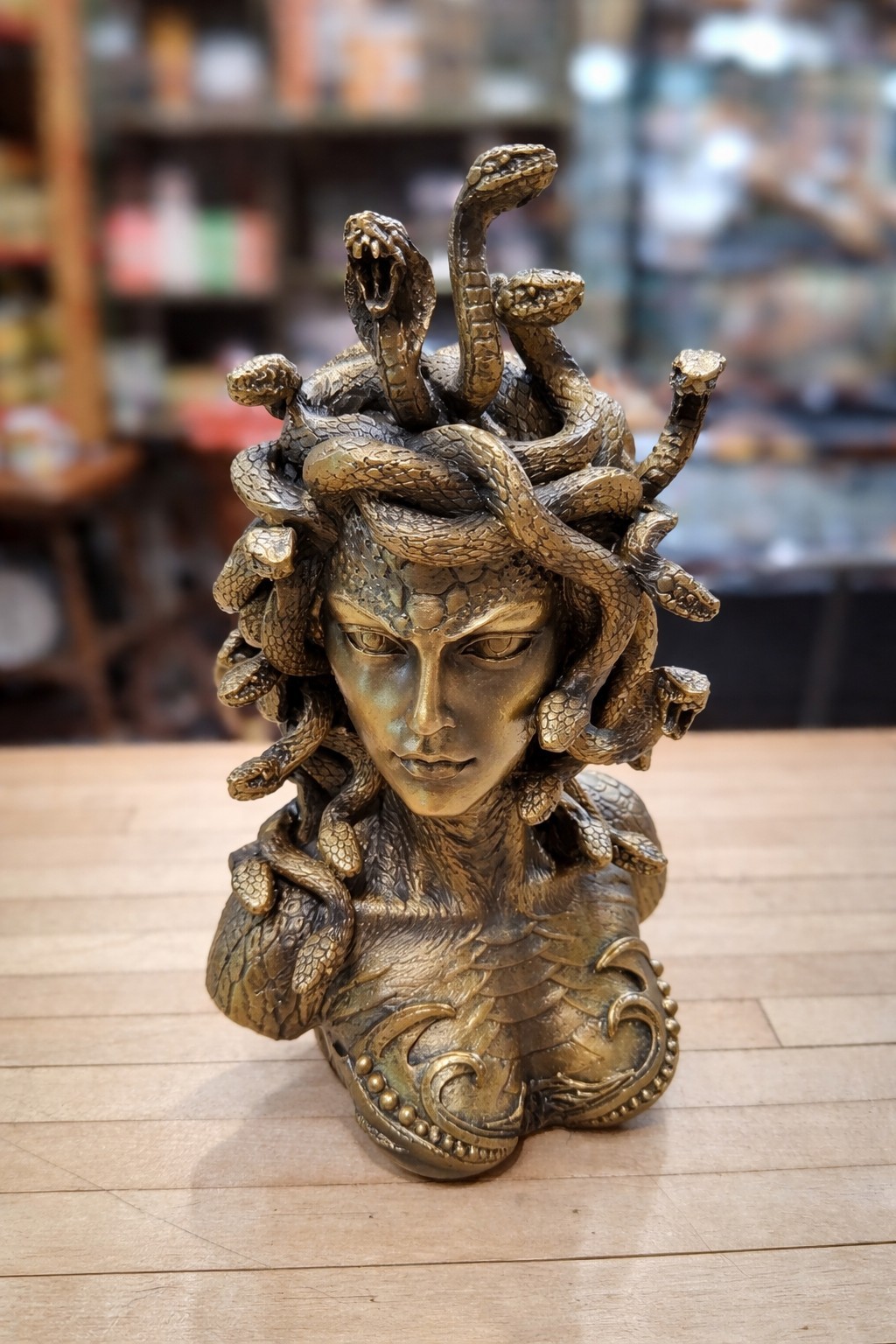 DEFECTIVE Medusa Bust Painted Resin Mythic Gorgon Statue G3D