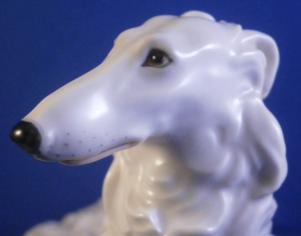 Augarten Porcelain Medium Size Painted Borzoi Dog Figurine Porzellan Hund Wien A