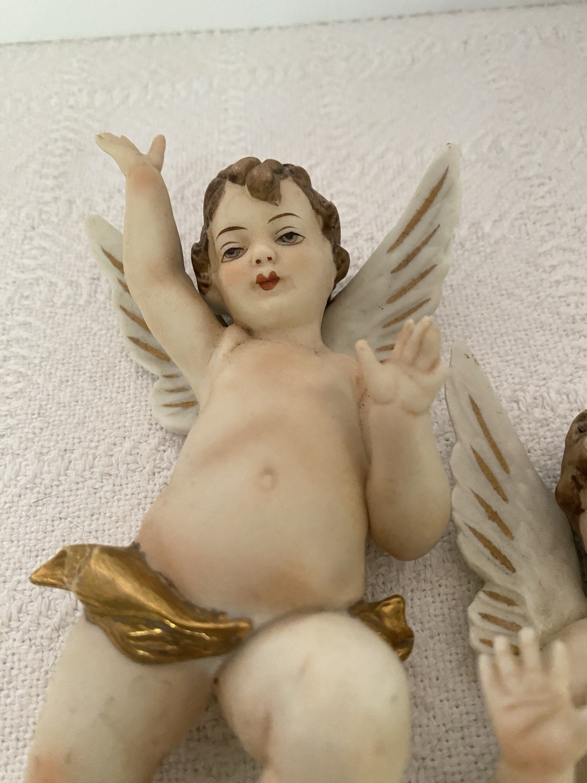 Antique German Angels Bisque Porcelain Pair, Ernst Bohne & Söhne Marked No Chips