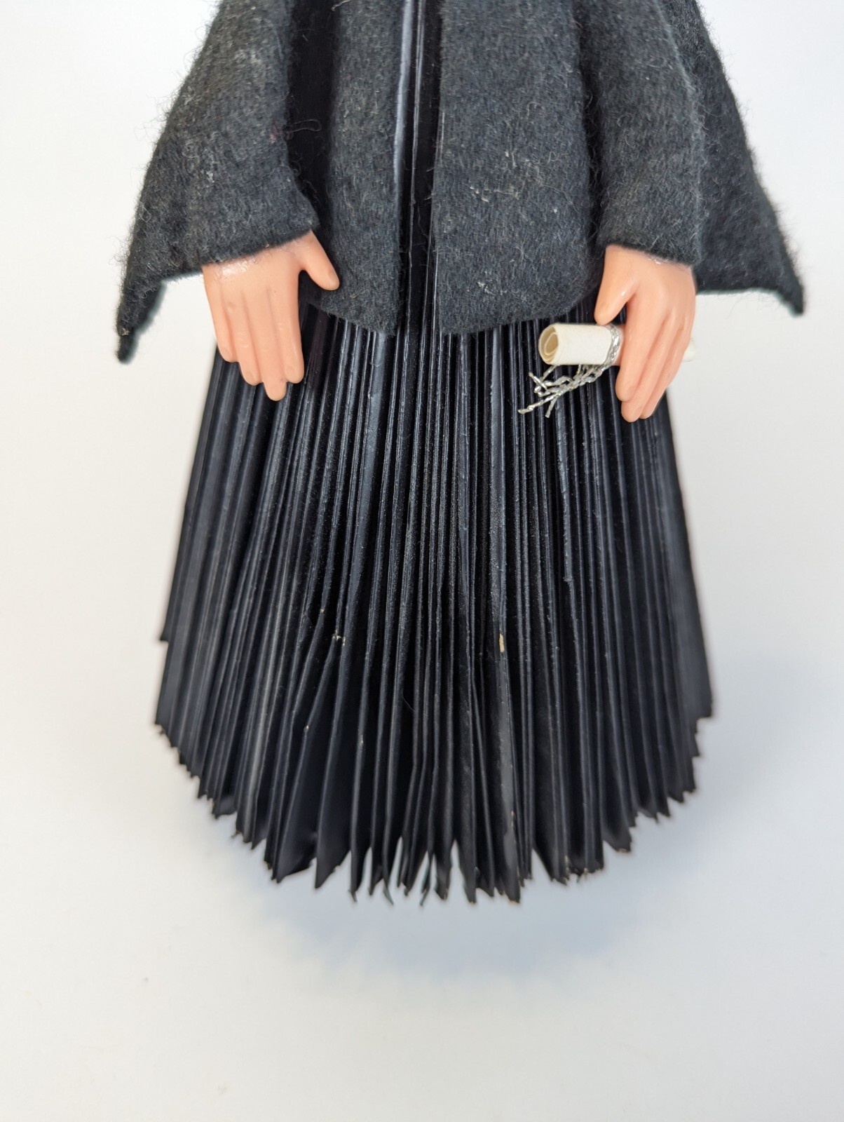 1960s Graduation Doll With Pleated Cardboard Skirt 11 Inches Tall Retro Vintage