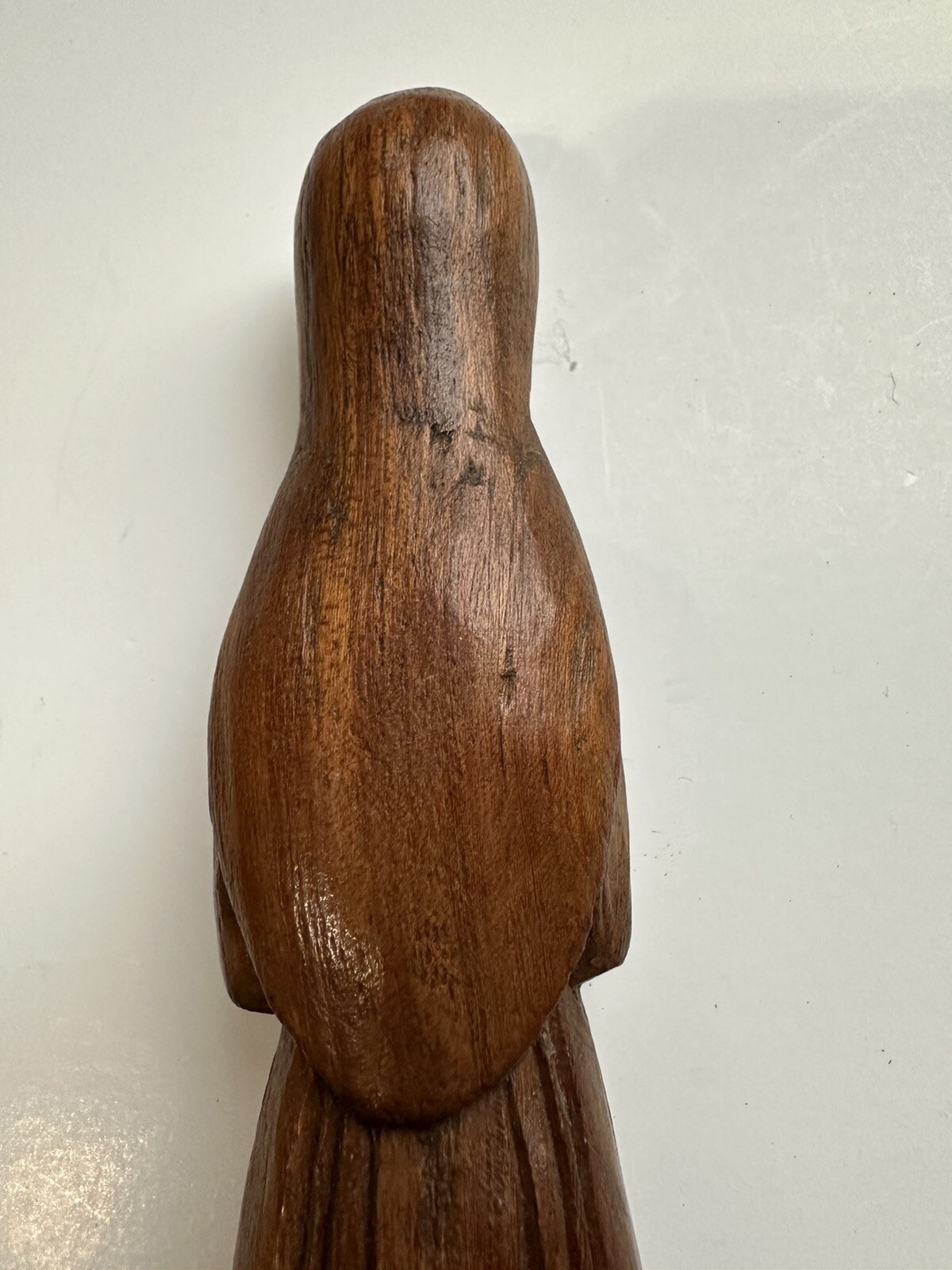 Religious Statue Hand Carved Signed JA Wood Woman Beautiful Hair Folk Art OOAK