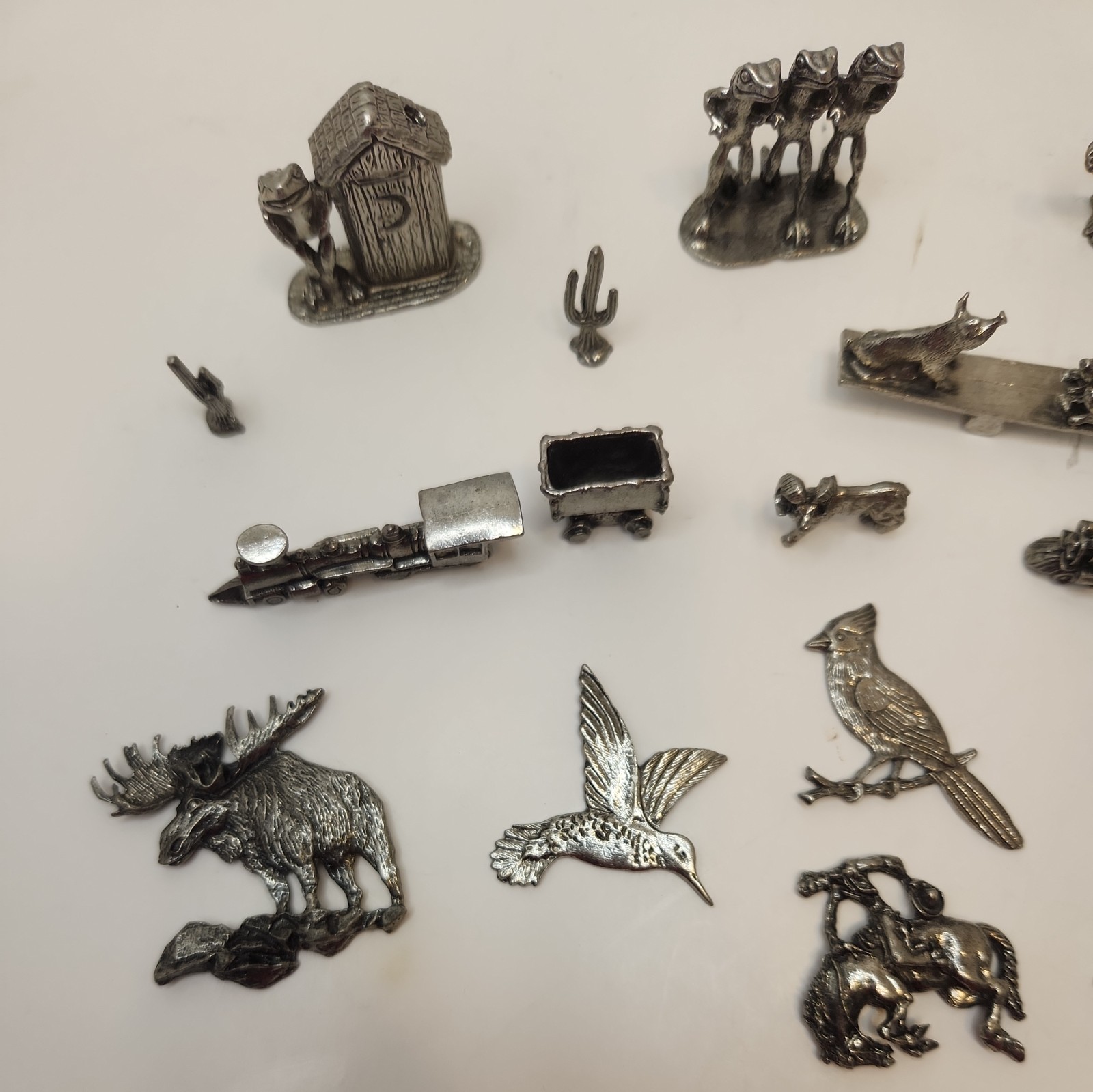 Lot of 34 Unique Miniature Metal Animal/Train Theme Figures Statues. Pewter 1996
