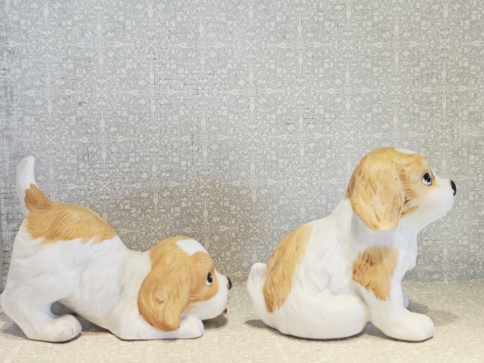 Vintage Ceramic Puppy Set, Vintage Decor, Gift, Napco, Lefton, Anthropomorphic