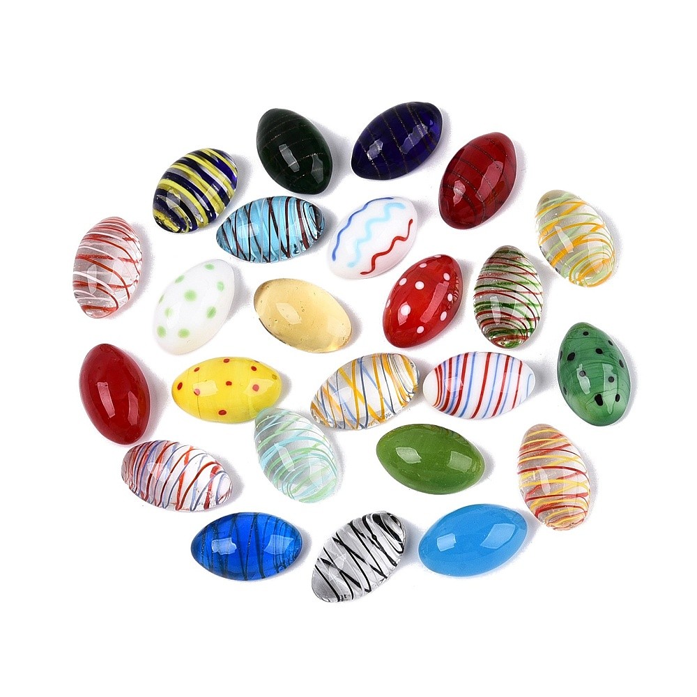 24Pcs Mxied Styles Handmade Lampwork Oval Display Decorations for Home Party