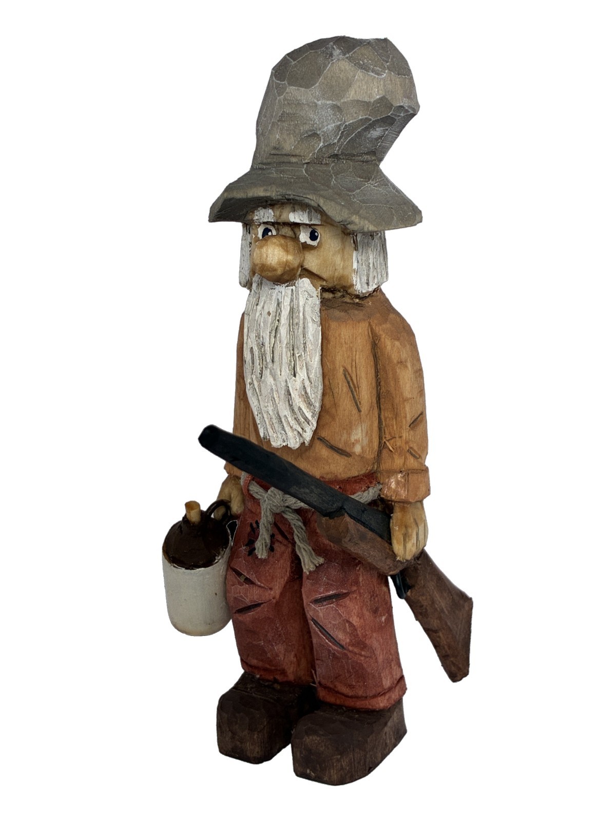 Large Mountain Hillbilly with Rifle and Moonshine Jug – Carved Caricature