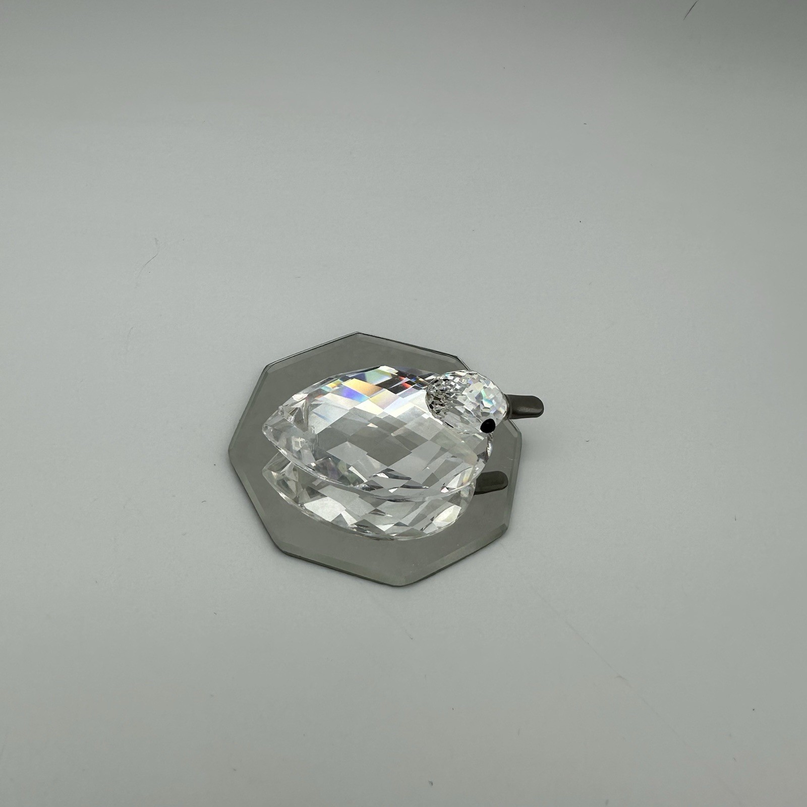 Swarovski Crystal Small Duck With Glass Plate 1.5” Silver Tone Beak