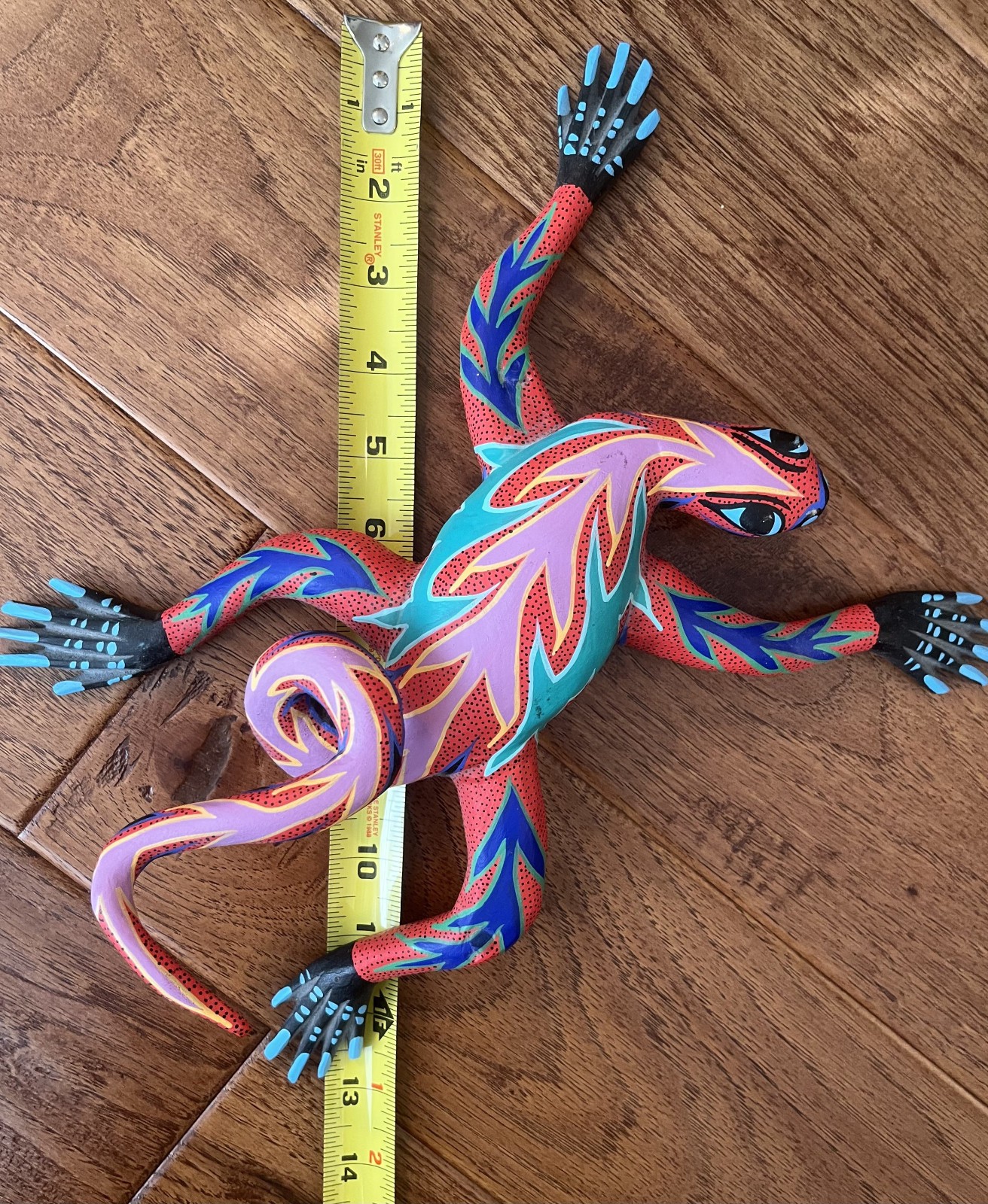 Hand-Painted Colorful Wooden Gecko – 13 inches