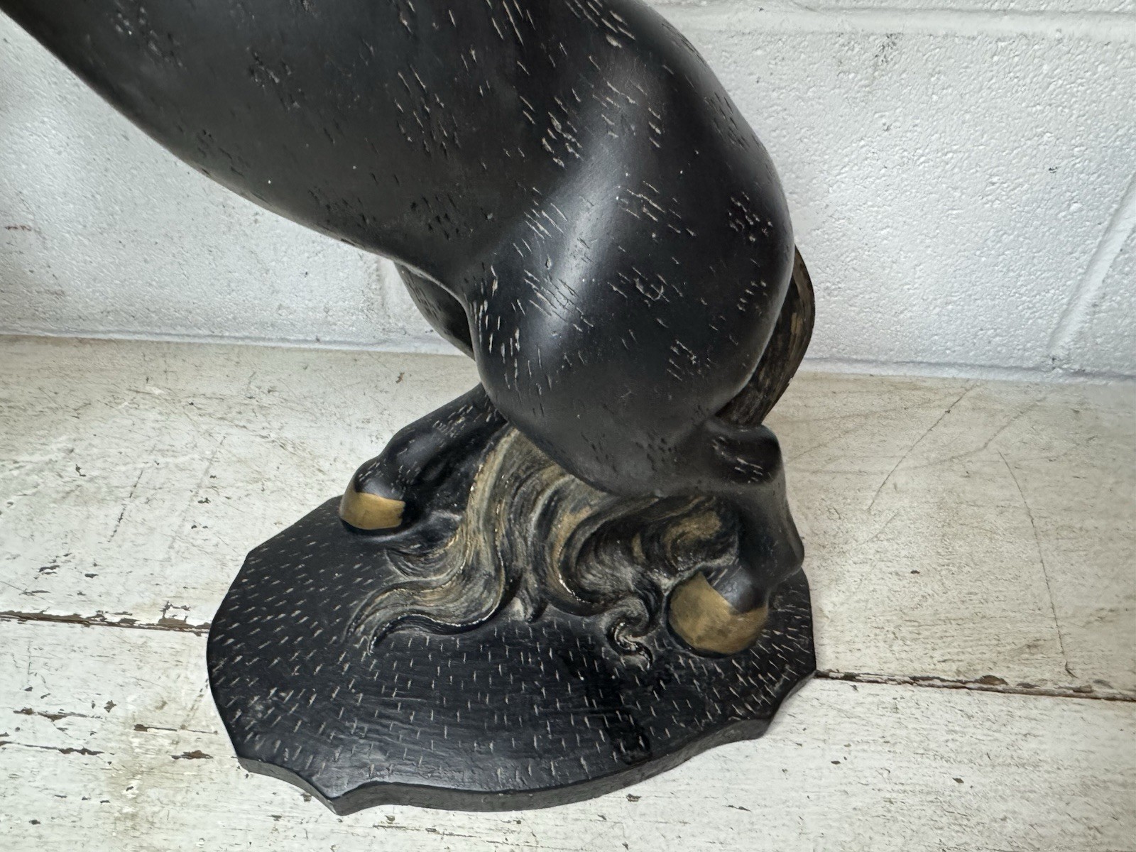 Pair Vintage MCM 1951 American Art Ind Ceramic Horse Statue Sculpture Black 18”