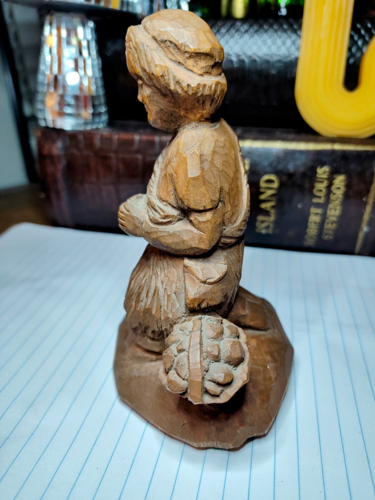 Vintage 1950’s -60’s Folk Art Hand Carved Wooden Figure Woman Praying- Religious