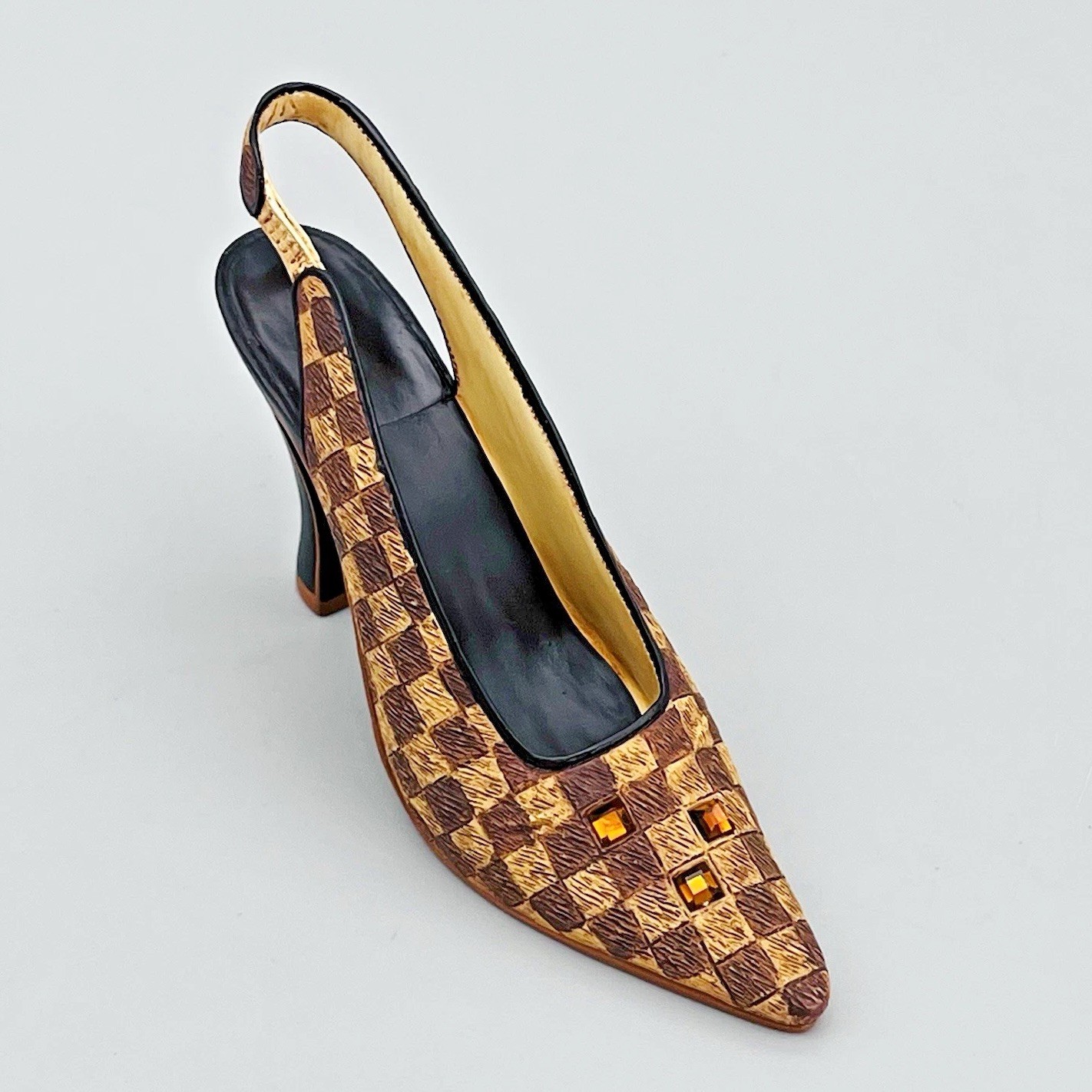 Just The Right Shoe by ‘Raine Check It Out’ VTG 2000 Checkered Topaz Jewels COA