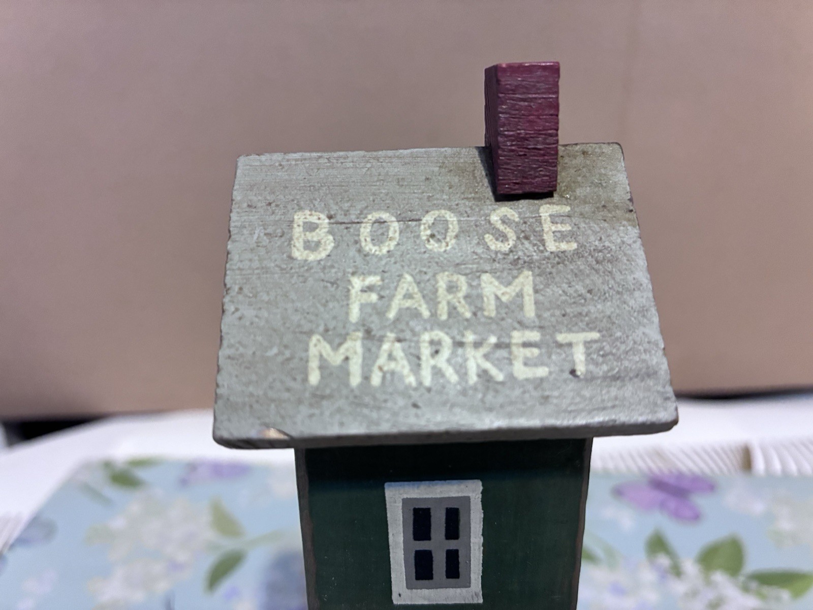 Vintage Wooden Mini Building”Boose Farm Market” Apple Market Folk Art