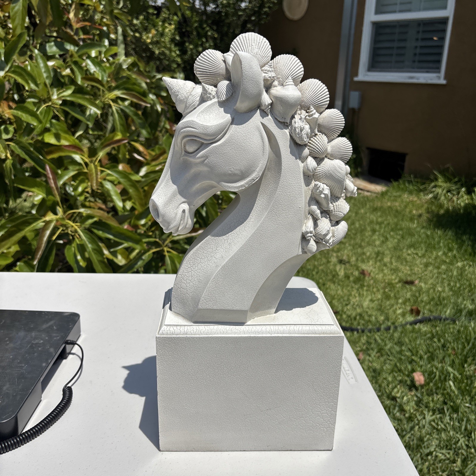 RARE Unicorn Bust Statue TMS 2005 Beautifully Detailed Seashell Mane 19″ 9lb