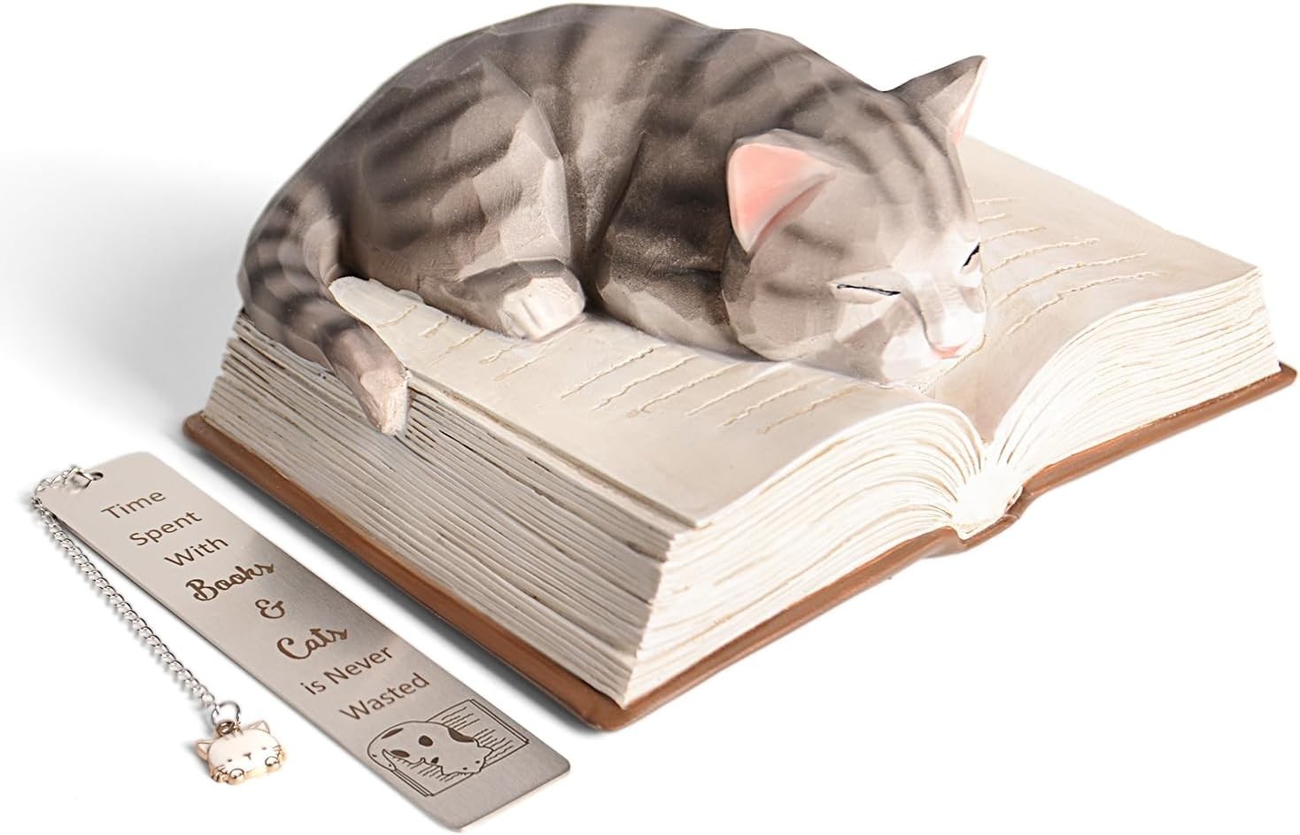 Cat Lover Gifts for Women Girl – Cat Book Figurines Book Lovers Gift with Boo…