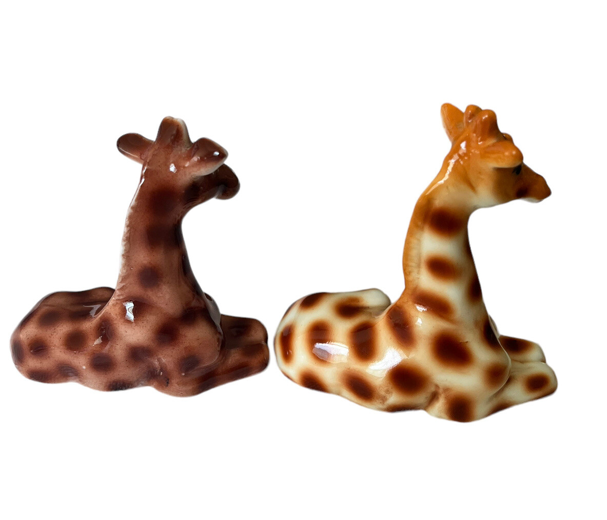 2 Vintage Bone China Giraffe Fine Quality Animal Figurines 3.75″ Safari Africa
