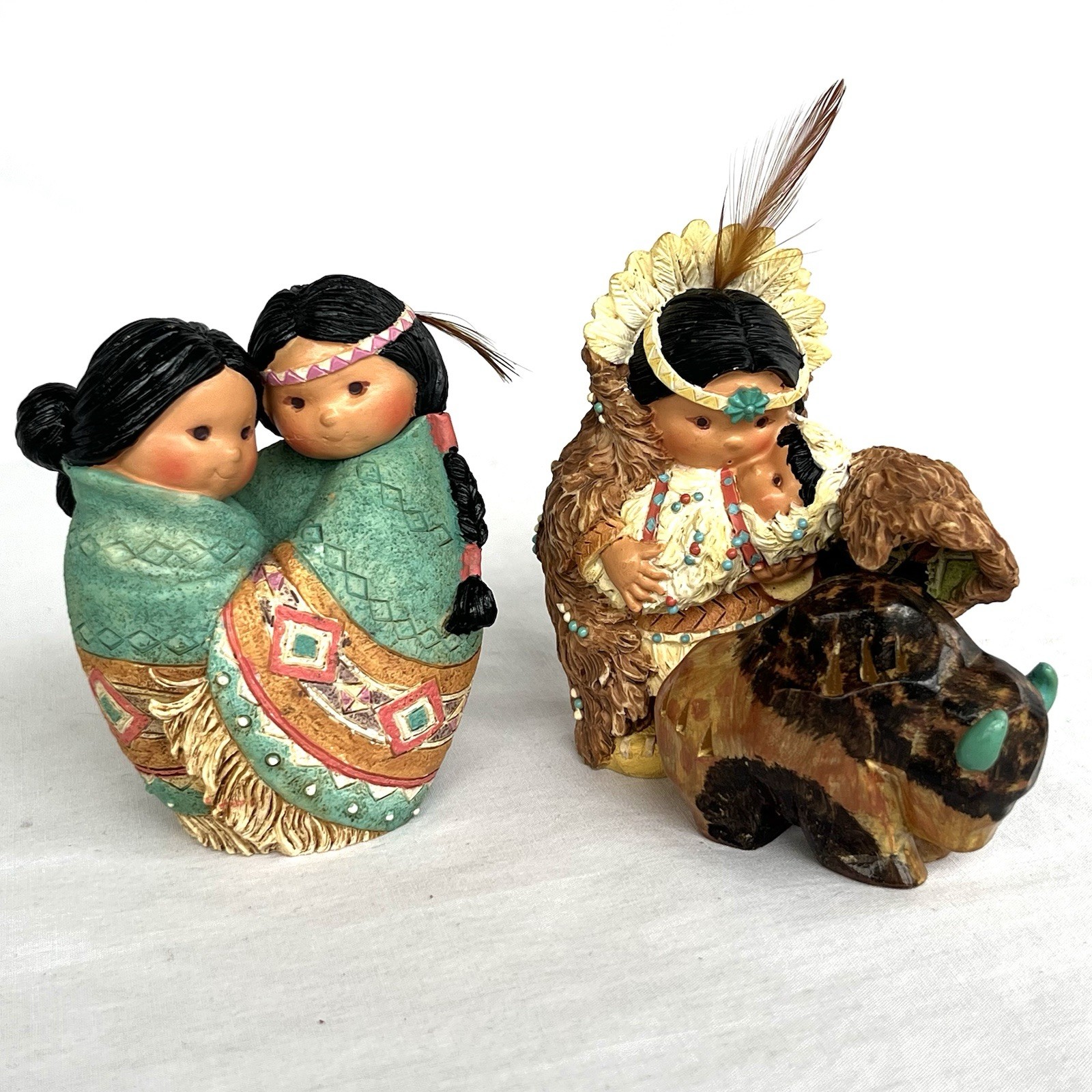 Friends of the Feather “Great Provider” “Love For Many Moons” Bison Figurine Lot