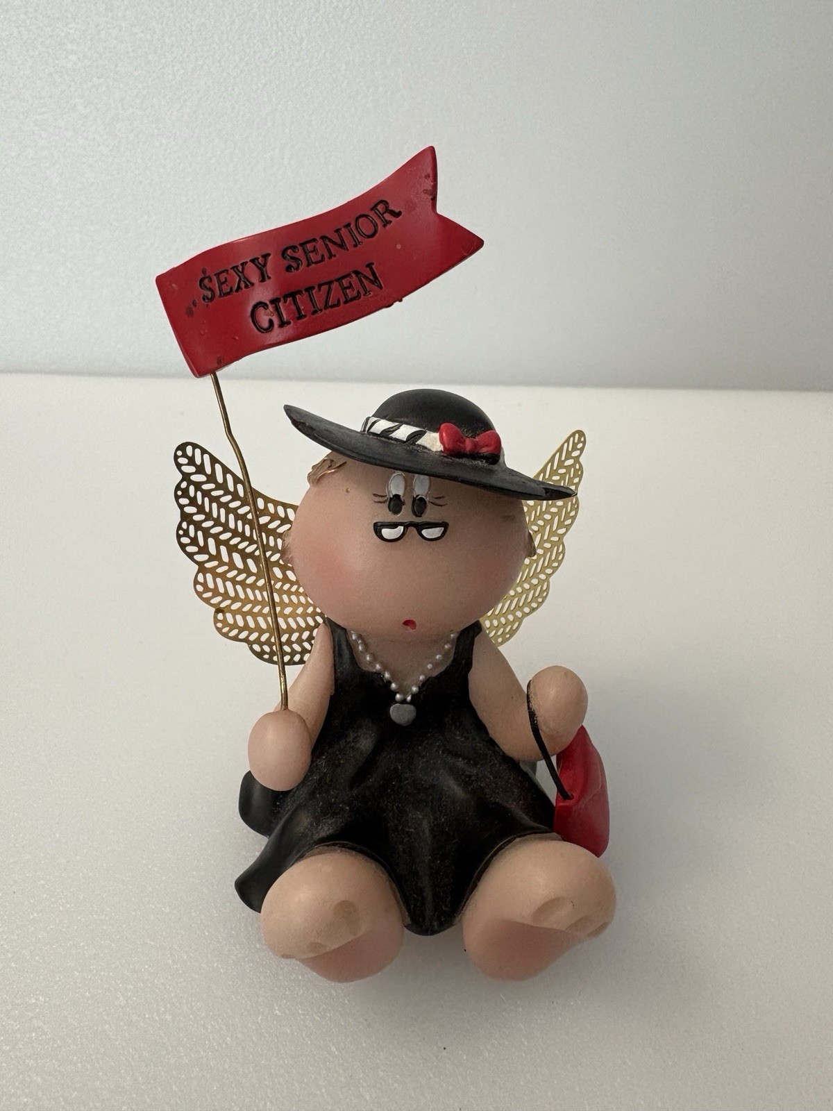 Vintage Kirks Kritters Angel Cheeks Figurine Sexy Senior Citizen Grandma