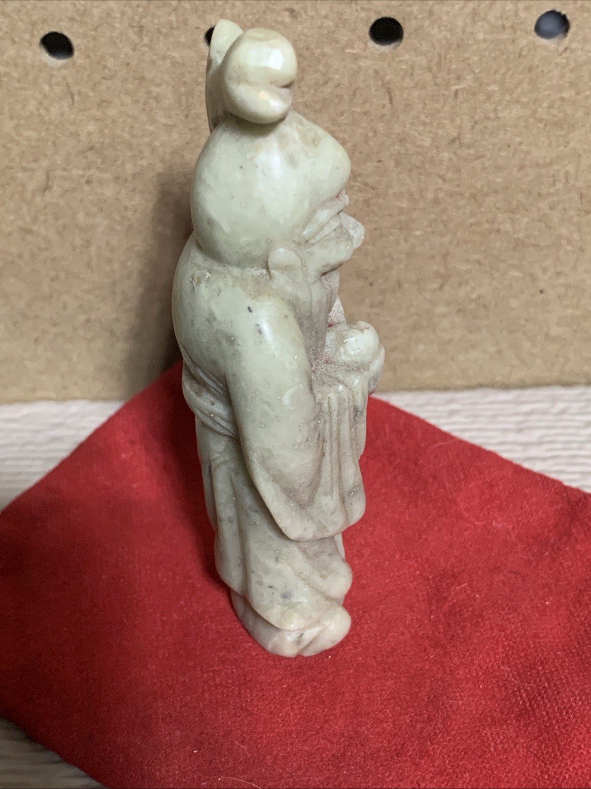 VINTAGE CHINESE SOAPSTONE CARVING SHOU LAO WISE MAN LONGEVITY WITH PEACH