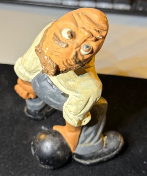 Vintage Rittgers Bowling Figure 1941 Suttle Chalkware Sports Humor Statue