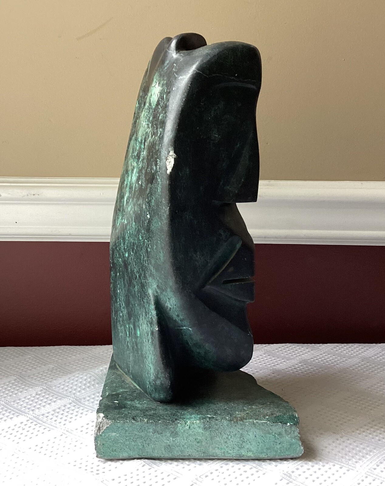 VTG David Breeden Signed Cubist Soap? Stone Sculpture, Heavy 23.4 Lbs, 12 3/4″ T