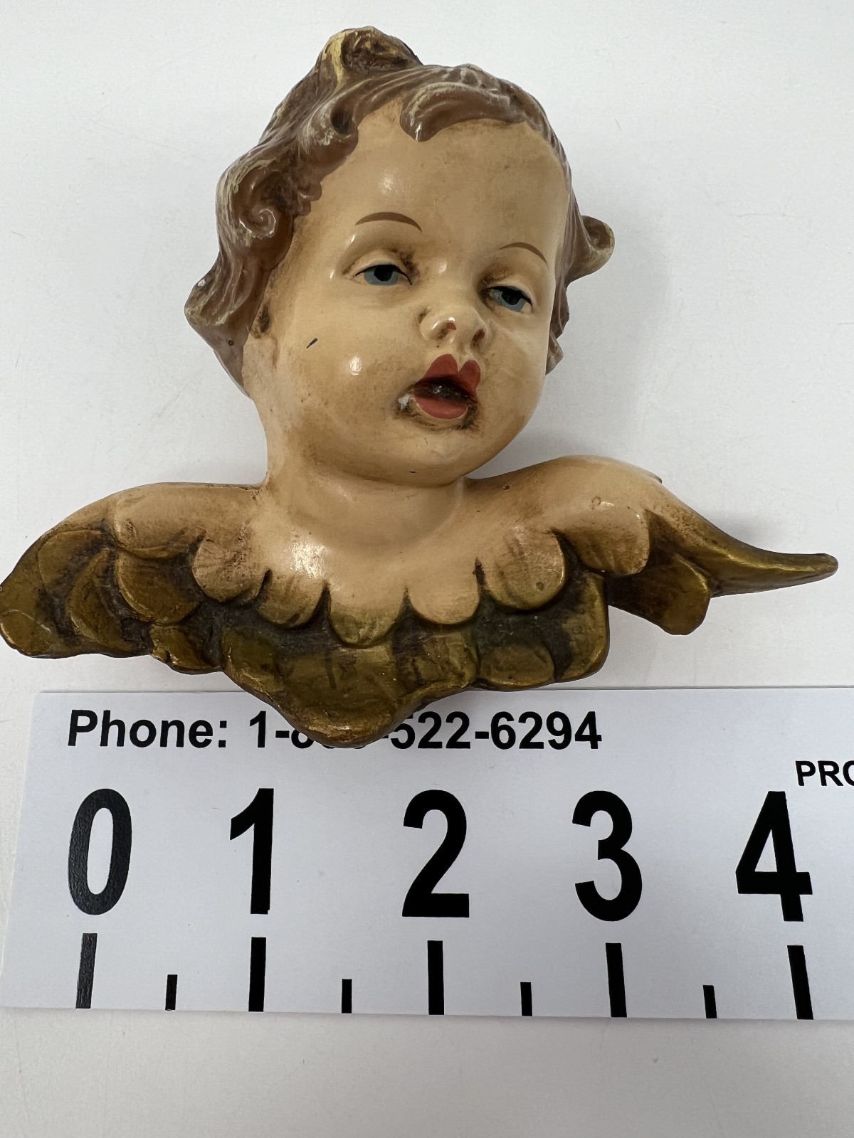 Vintage Christmas Baroque Style Cherub Angel Ornament Chalkware