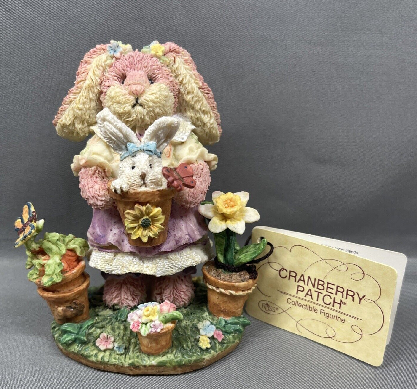 Girl Rabbit Beatrice & Little Bunny Cranberry Patch Russ Berrie 16821 Gardener