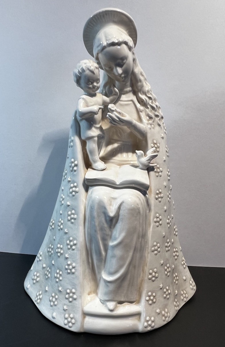 Vintage Goebel Hummel Flower Madonna Mary & Jesus White Porcelain 9” Figurine
