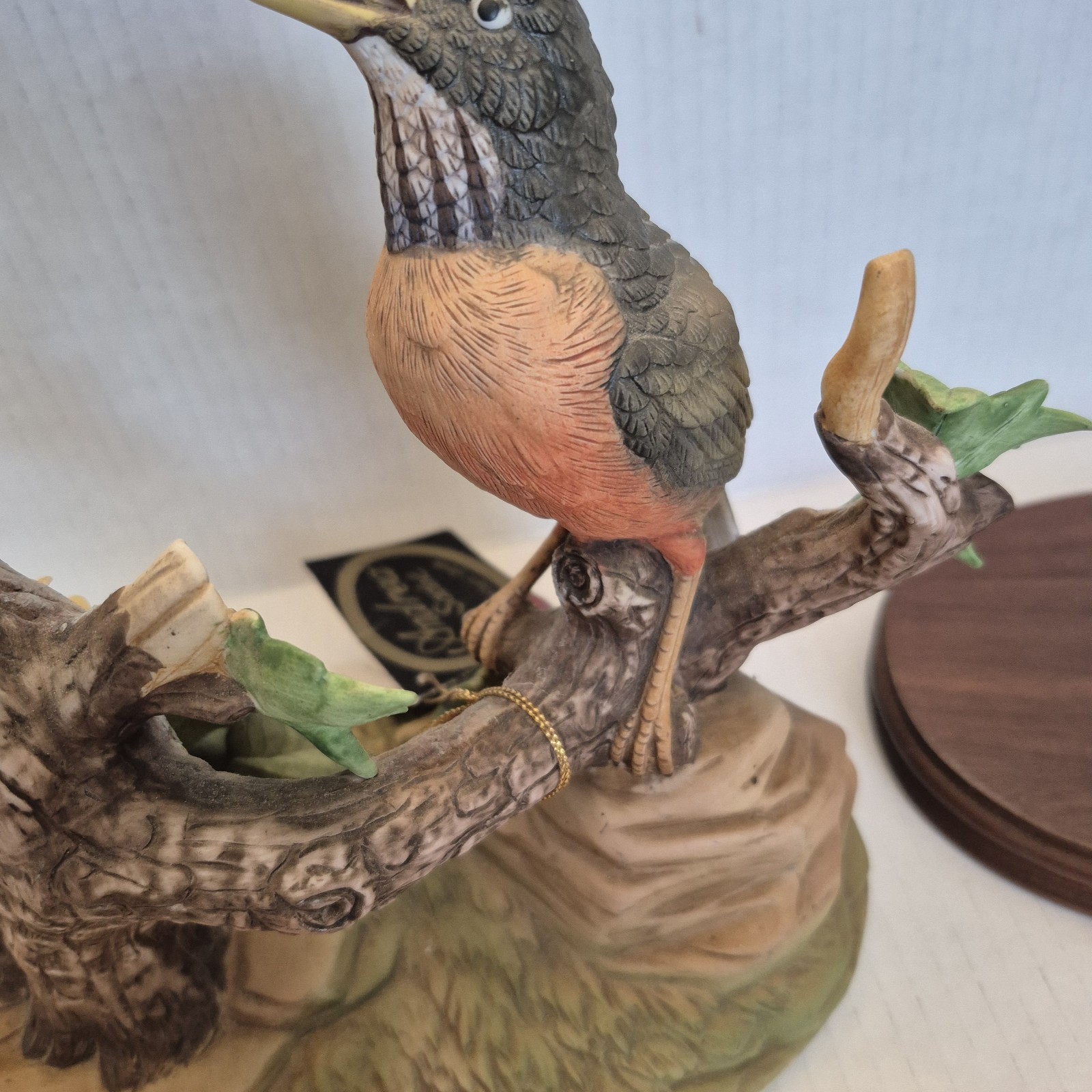 VTG Andrea By Sadek Group Of Robin Porcelain Bird Figurine Wood Base And Tag