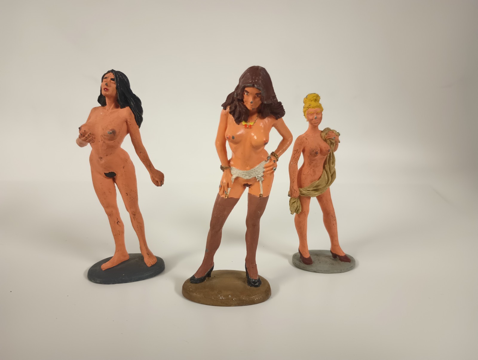 VINTAGE 1970s SUPERIOR PEWTER NUDE MODELS FIGURE USED WOMAN LOT GREAT DETAIL