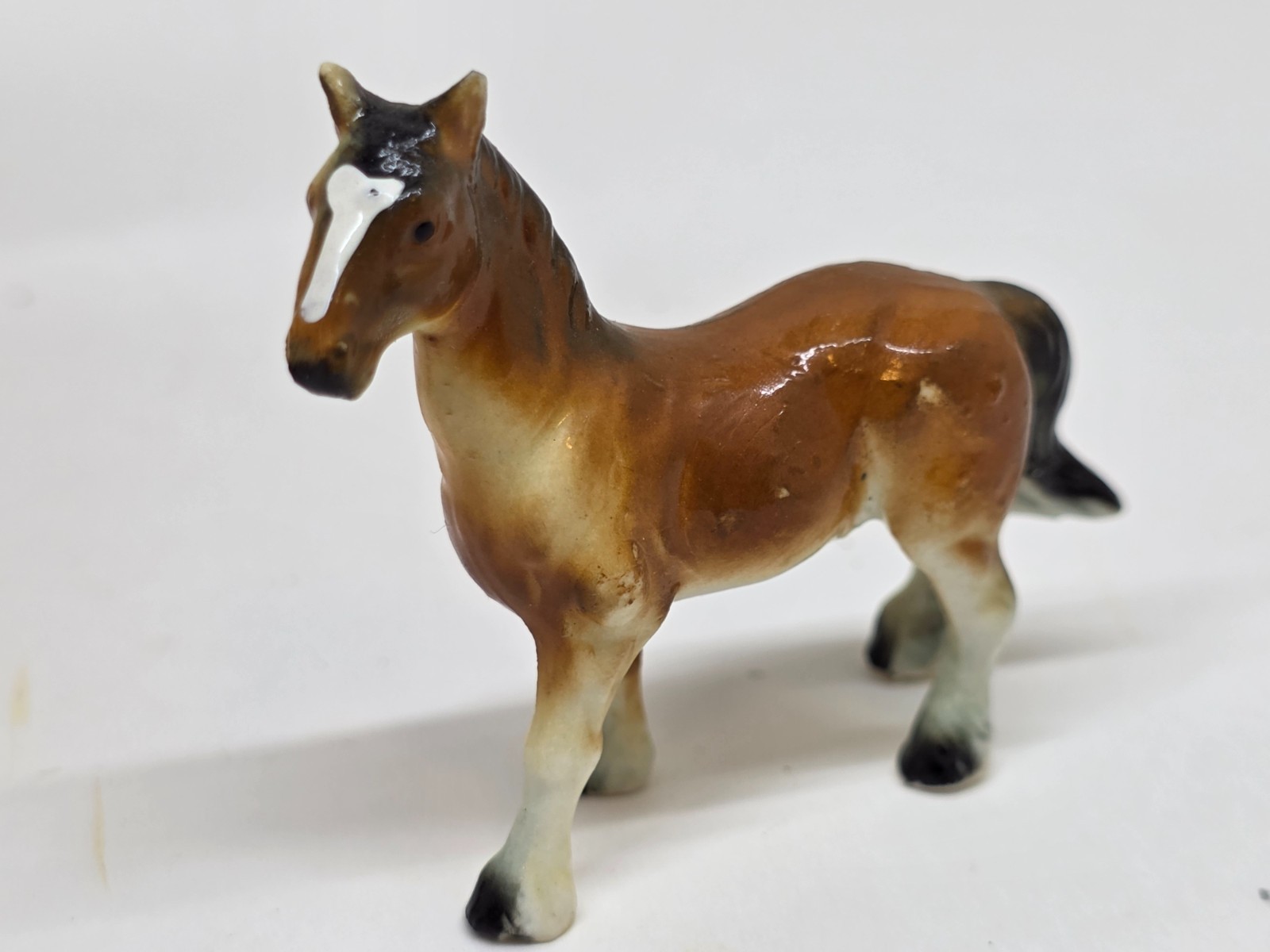 Vintage Horse Family Scene Mini Ceramic Figurine Set Clydesdale / Napcoware?