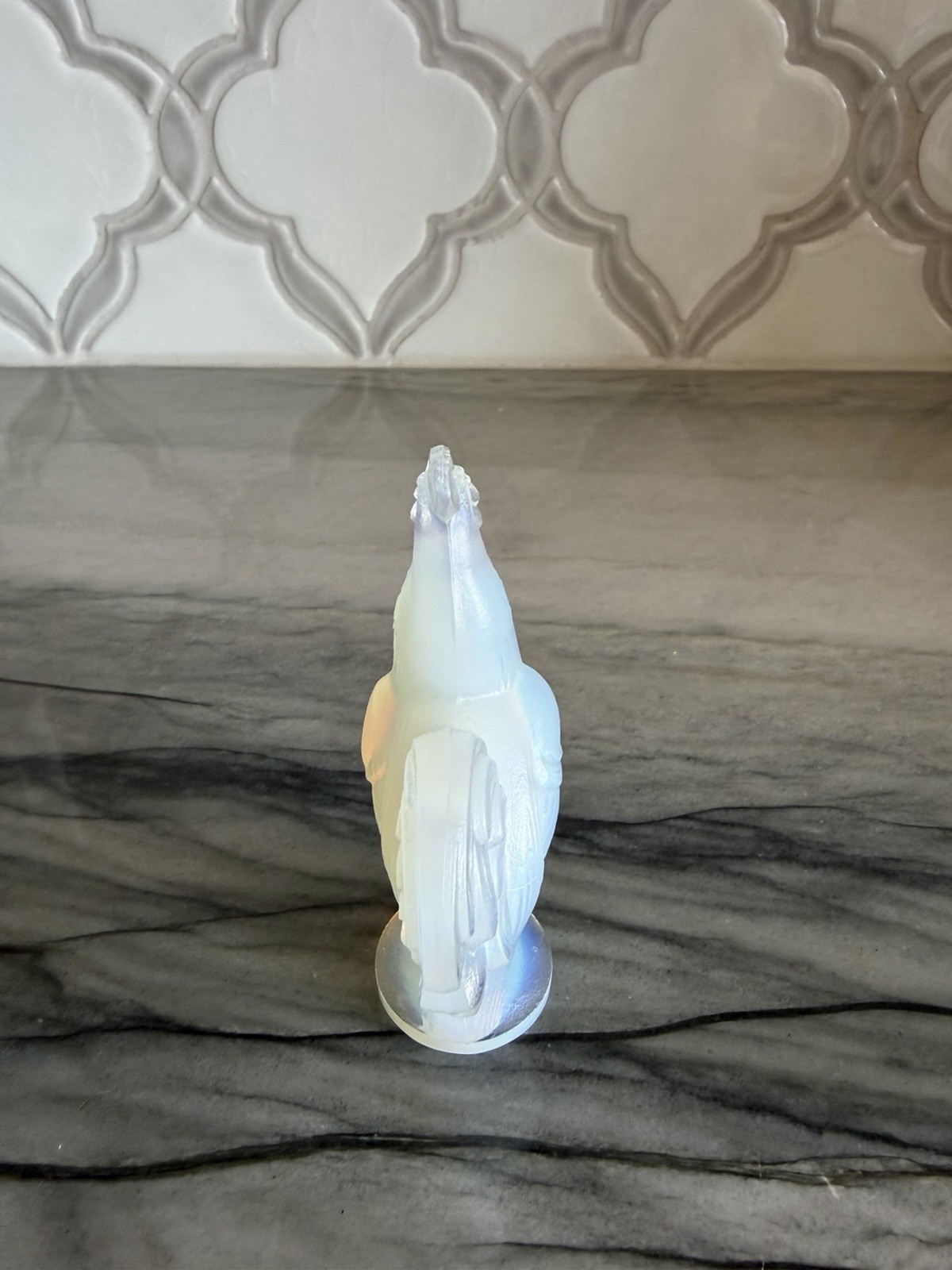 Sabino France Art Glass Opalescent Rooster Figurine Vintage signed