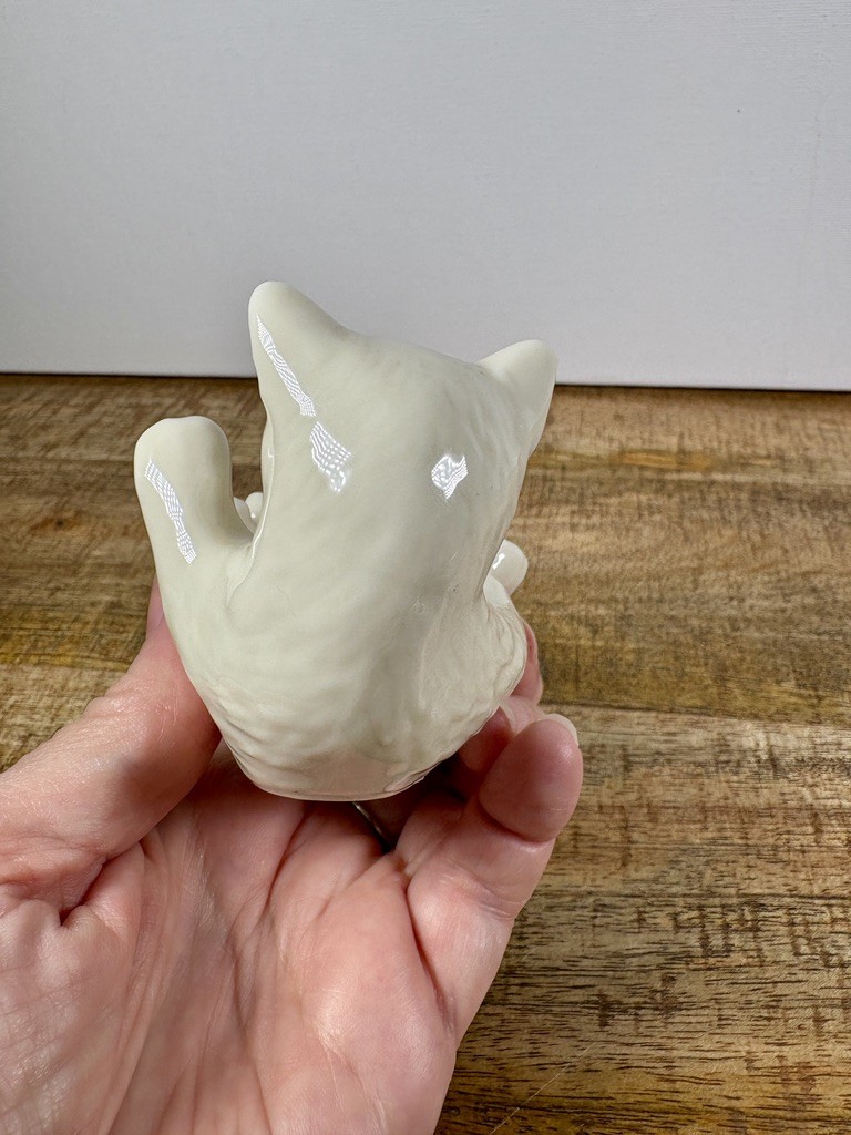 Lenox China Jewels Cat Figurine White Porcelain Jeweled Kitty Made USA Vintage