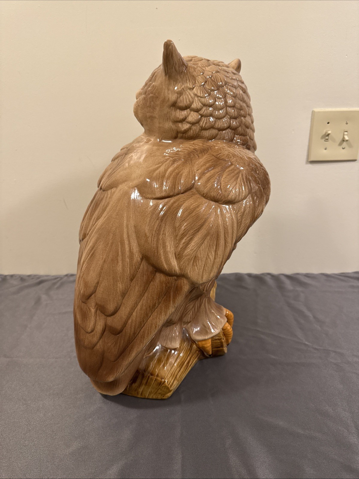 Vintage Huge 21″ Ceramic Owl Atlantic Mold Mid Century Figurine Décor Excellent!