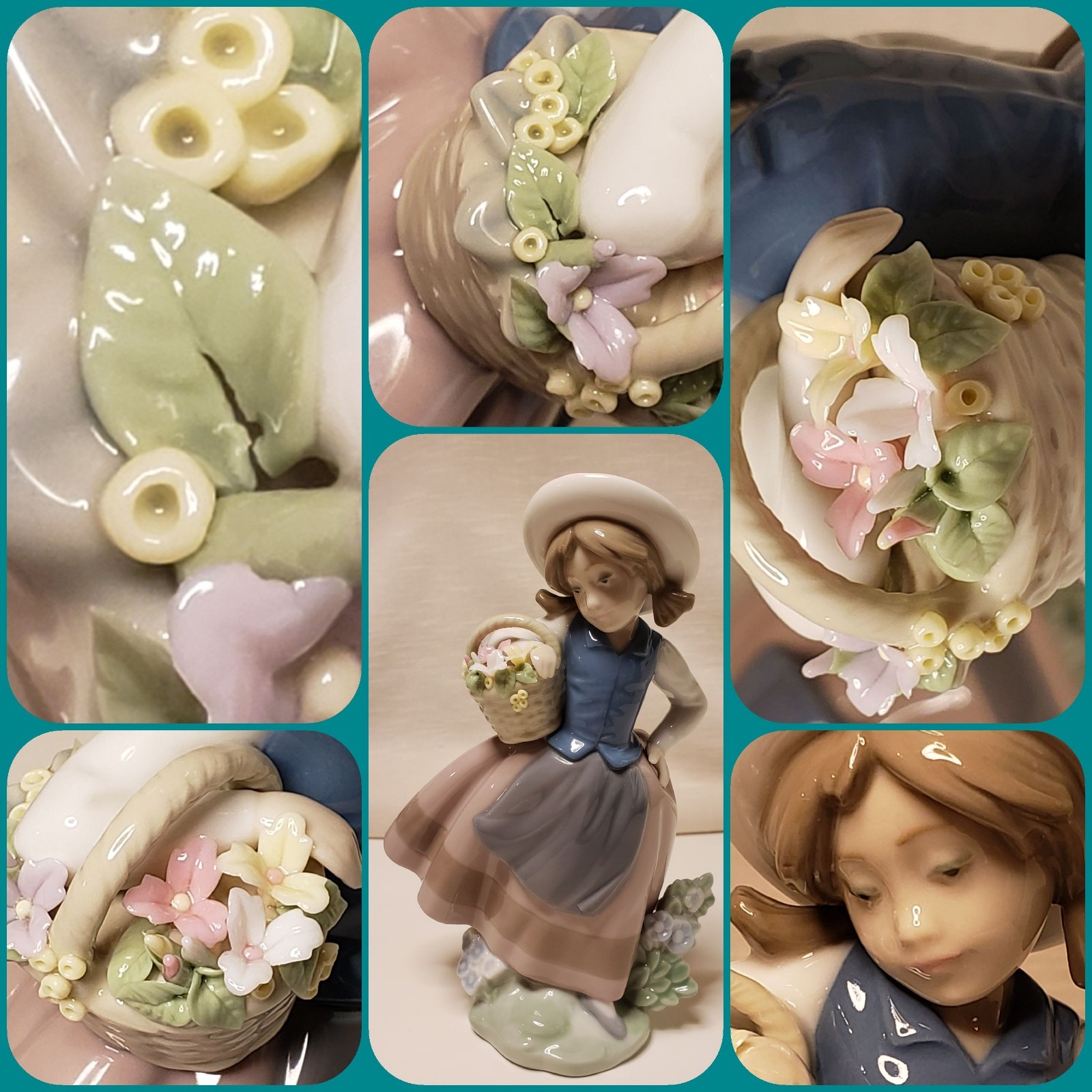 Lladro Figurines. Girls with Flowers. 3 in all. Ref.#’s 5221,5222,5223. 3-Boxes