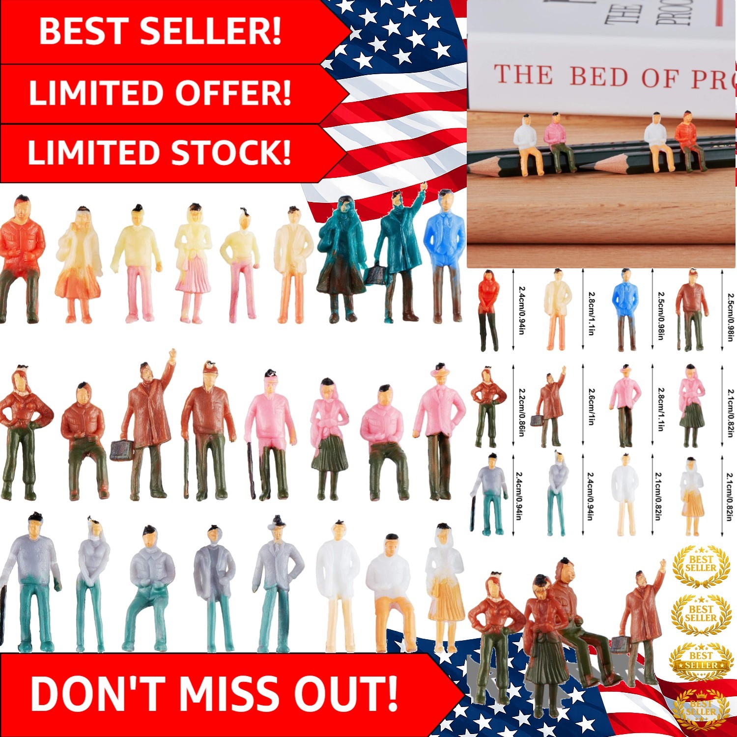 Tiny People Figurines Set of 200 – Realistic 1 Inch Models for Creative Displays