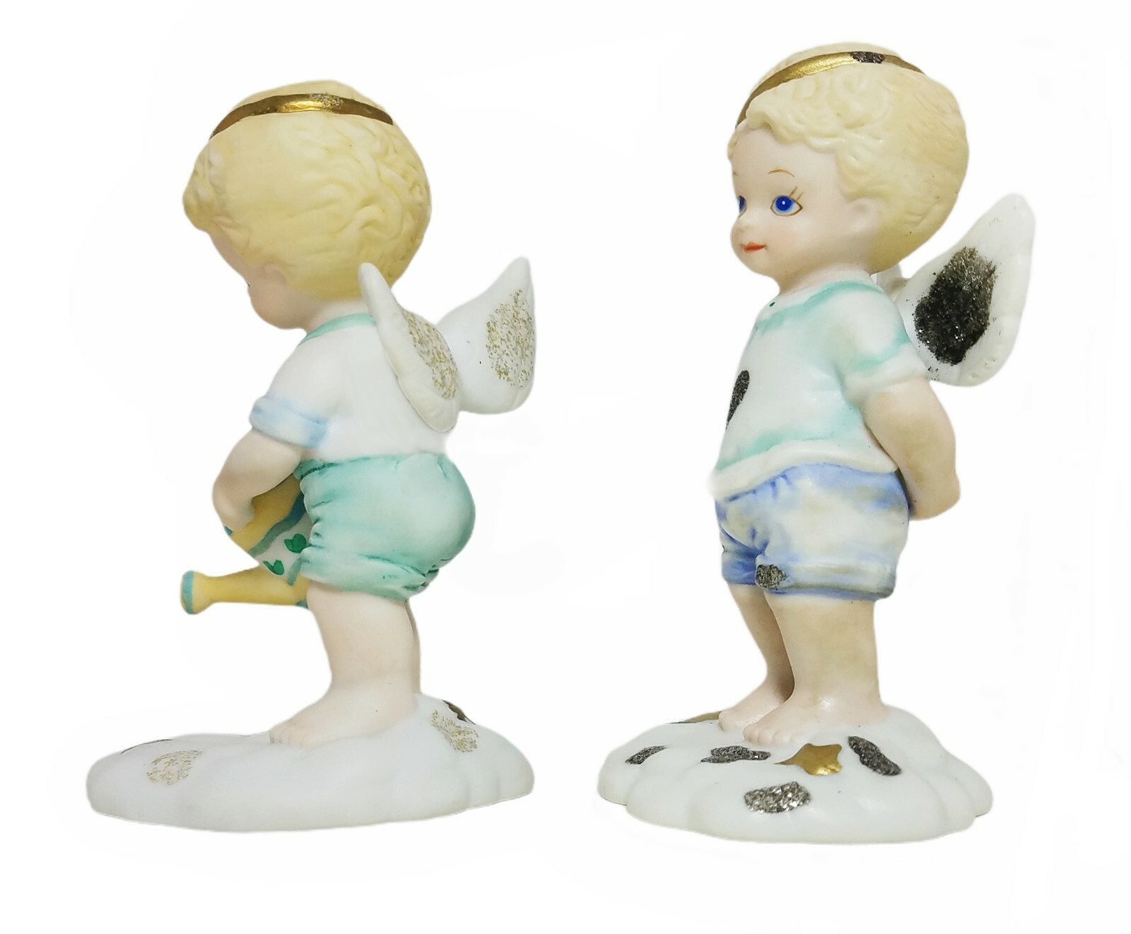 Matching Angel Children Figurine Set Beach Kids Theme 1995 Tender Heart