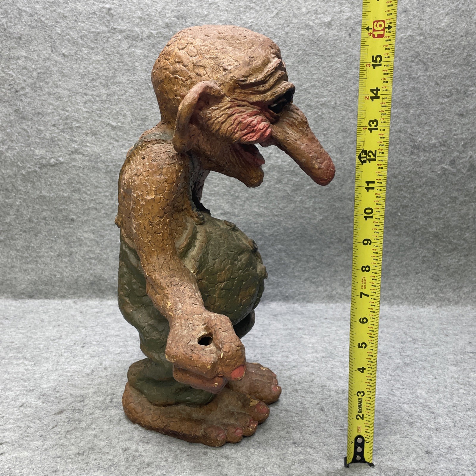 Vtg Norwegian Troll Figure w/Tail 16.75” Folk Art Good Luck Whimsy Protection