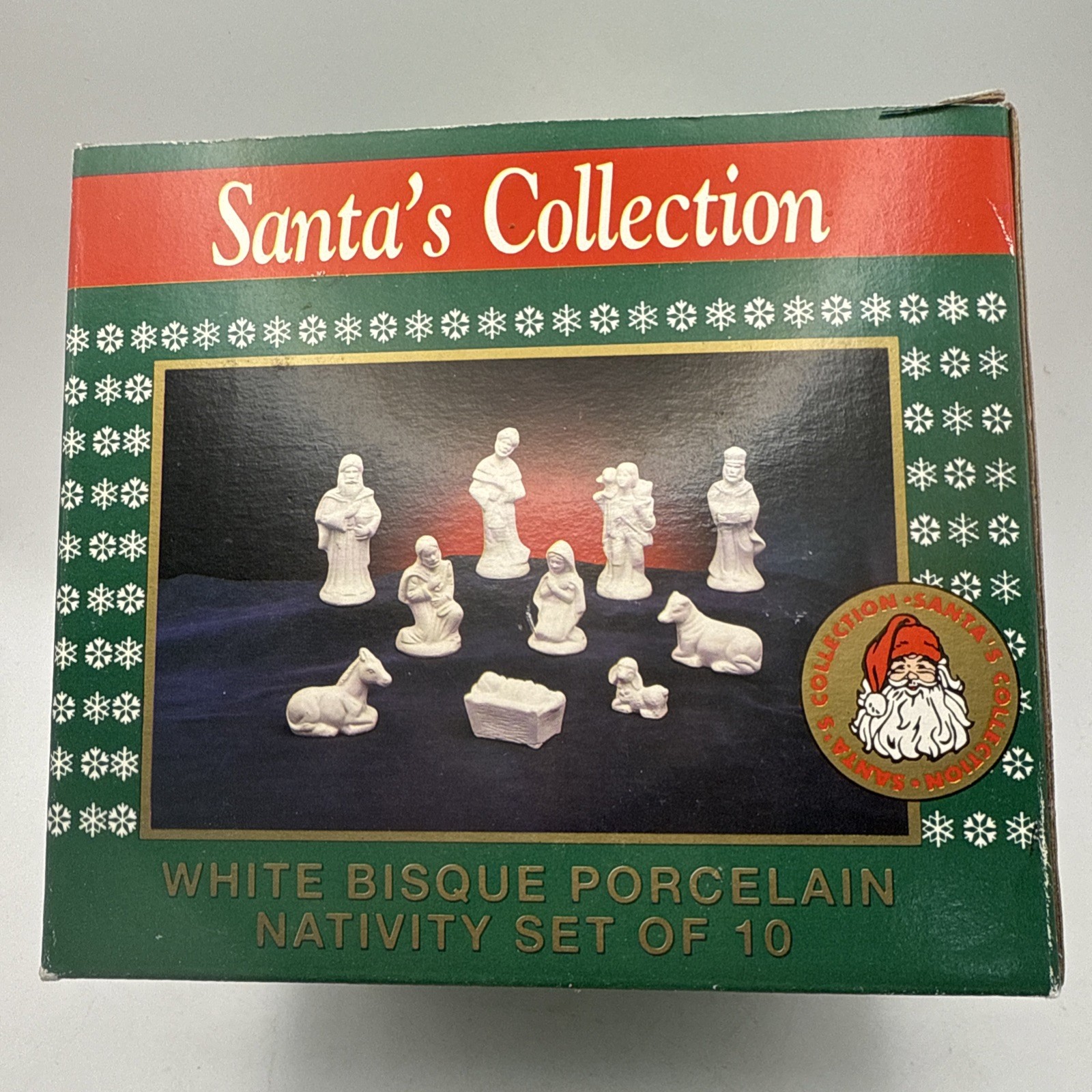Vtg Santa’s Collection 10 pc White Bisque Porcelain Christmas Nativity Set
