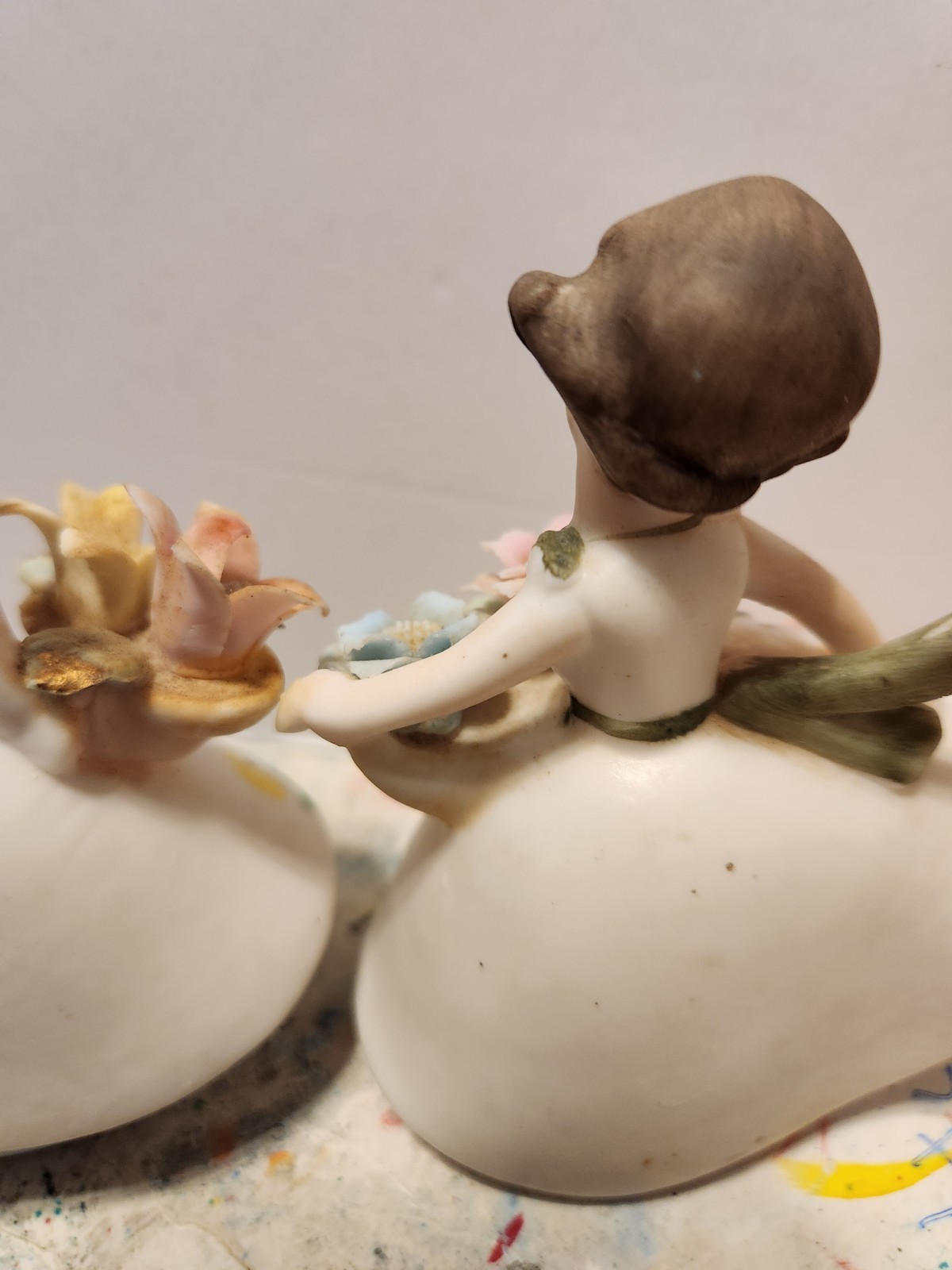 VTG 1950’s Arnart Girls Porcelain Figurine Dress 4.5″ JAPAN W/flowers