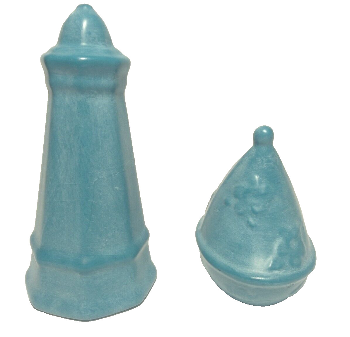Lighthouse and Sailboat Ceramic Blue Figurines Nautical Beach House Decor