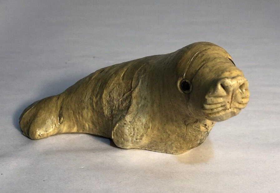 Paper Mache Walrus/ Seal Faux Stone Sculpture 5″