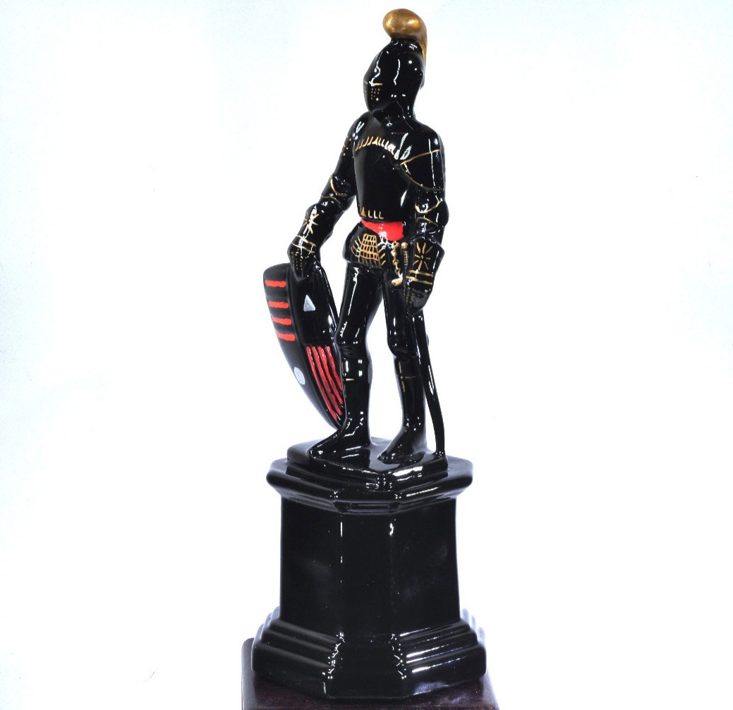 Vtg. Knights Tempolar Mideoval Black Knight Porcelain Figurine 13 1/2″ Tall
