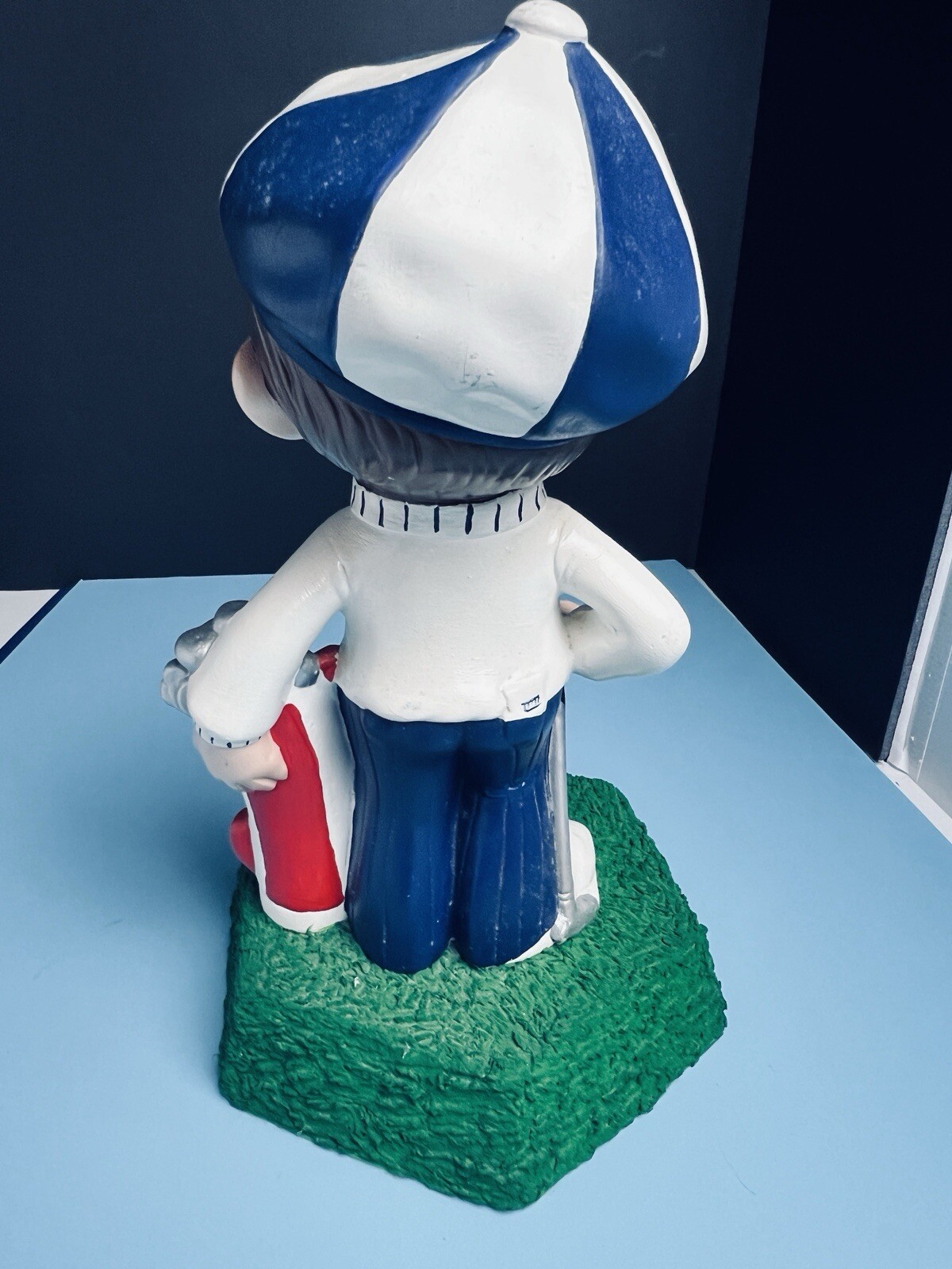Vintage Hand-Painted Smiley Boy Golf Player 10″ Ceramic Statue Figurine On Green