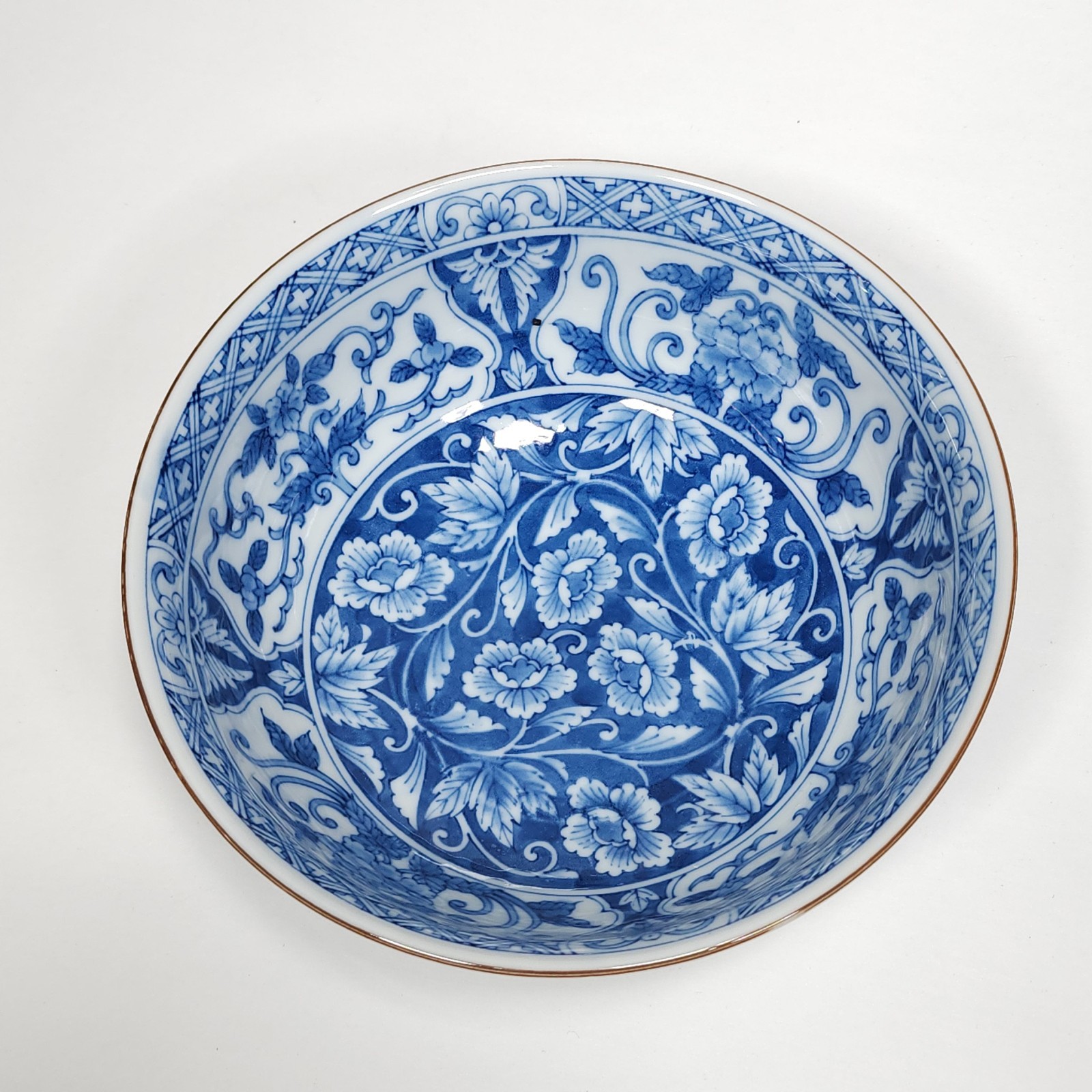 Andrea by Sadek Bowl Blue and White Footed Floral Signed Japan Vintage Porcelain