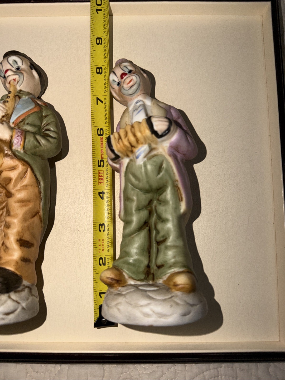 Set of 2 Unbranded Porcelain or Ceramic Bisque Clown Figurines Hobo Circus VTG