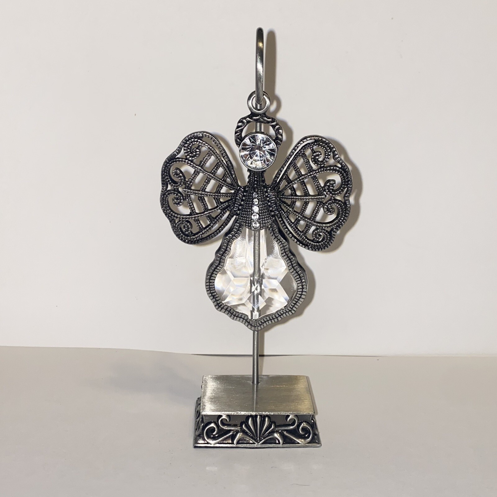 Cracker Barrel Exclusive Hanging Angel with Decorative Silver Metal Stand