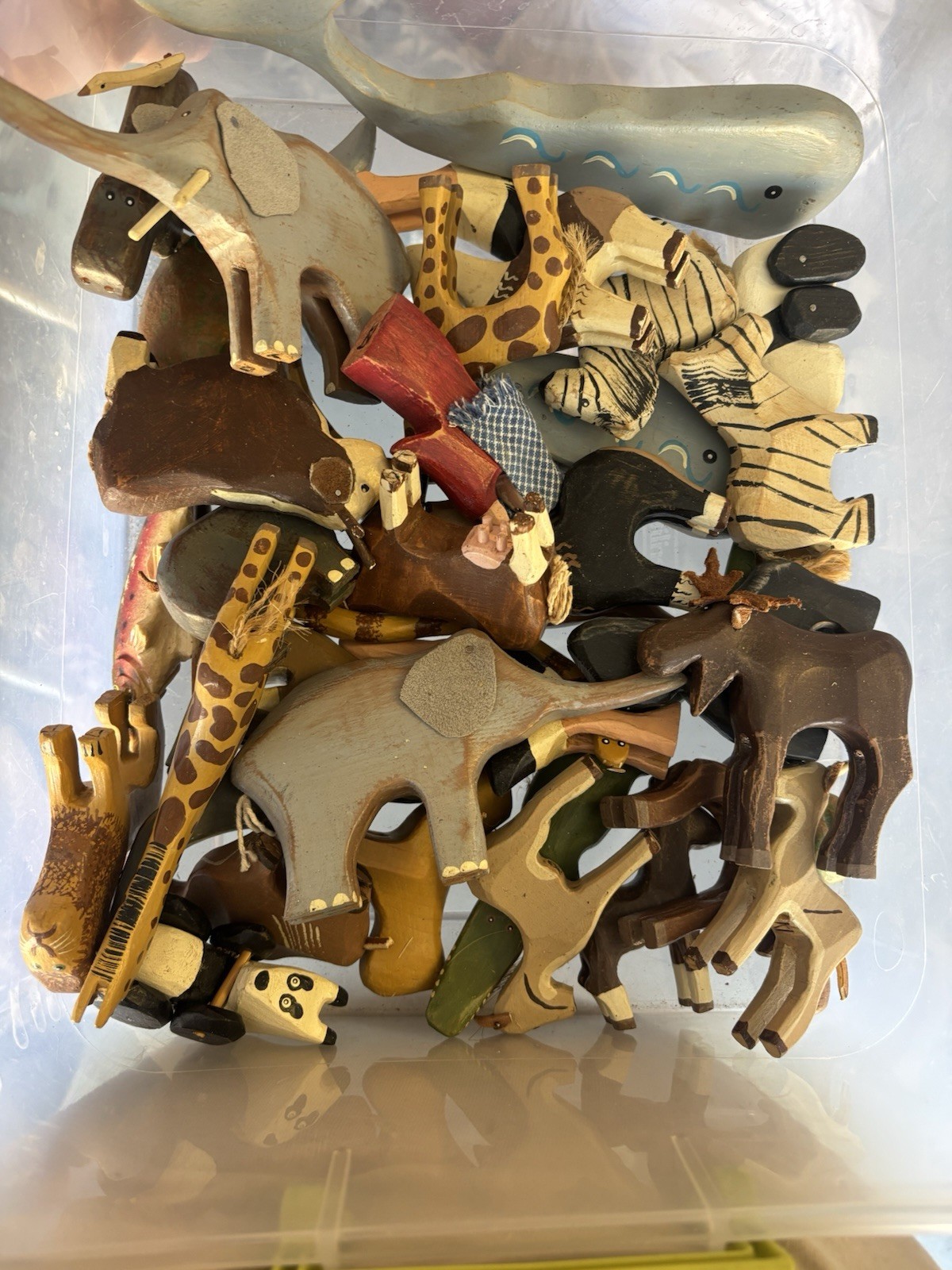 Hand Crafted Wooden Animal Figurine Lot, Multicolor Kids Decor